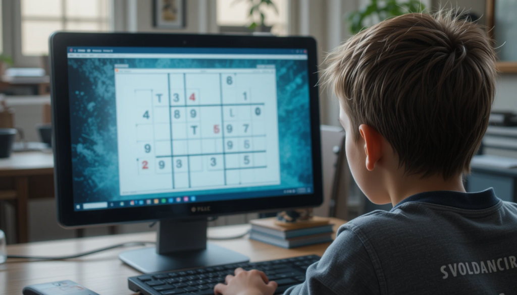 Niño resolviendo un sudoku